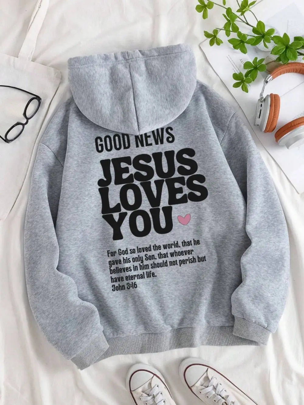 Good News Jesus Loves You Oversized Hoodie