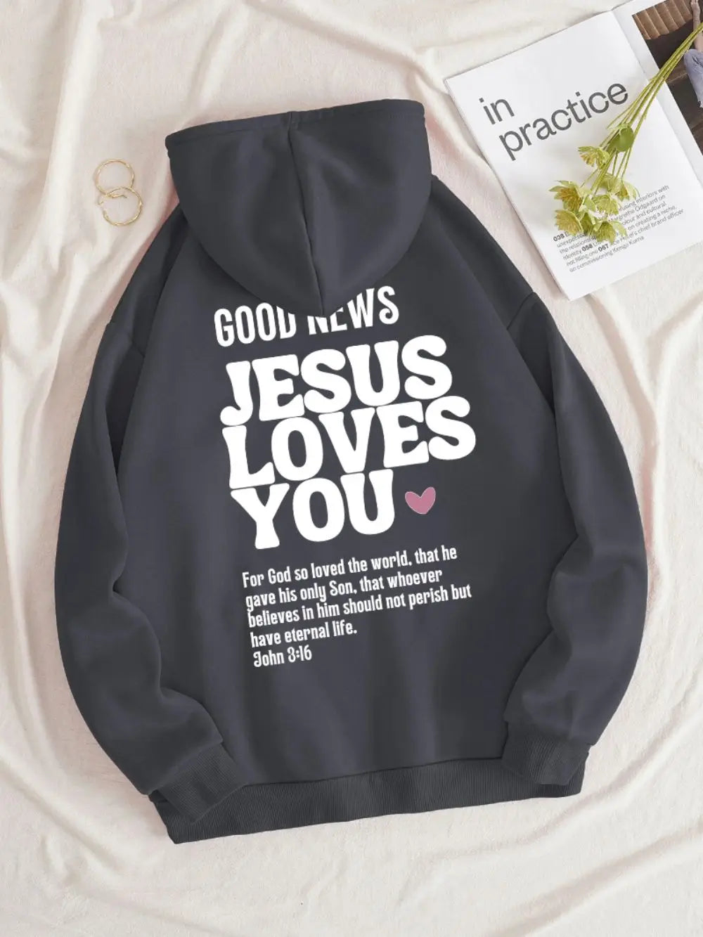 Good News Jesus Loves You Oversized Hoodie