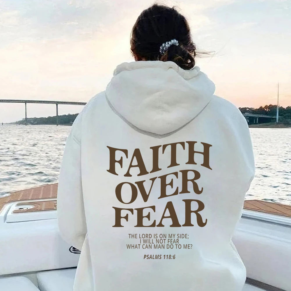 Faith Over Fear Hoodie - Sweatshirt Featuring Inspirational Bible Verse