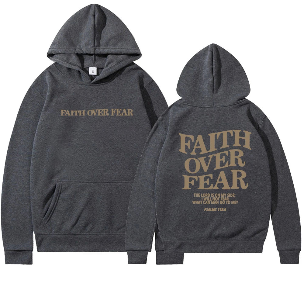 Faith Over Fear Hoodie - Sweatshirt Featuring Inspirational Bible Verse