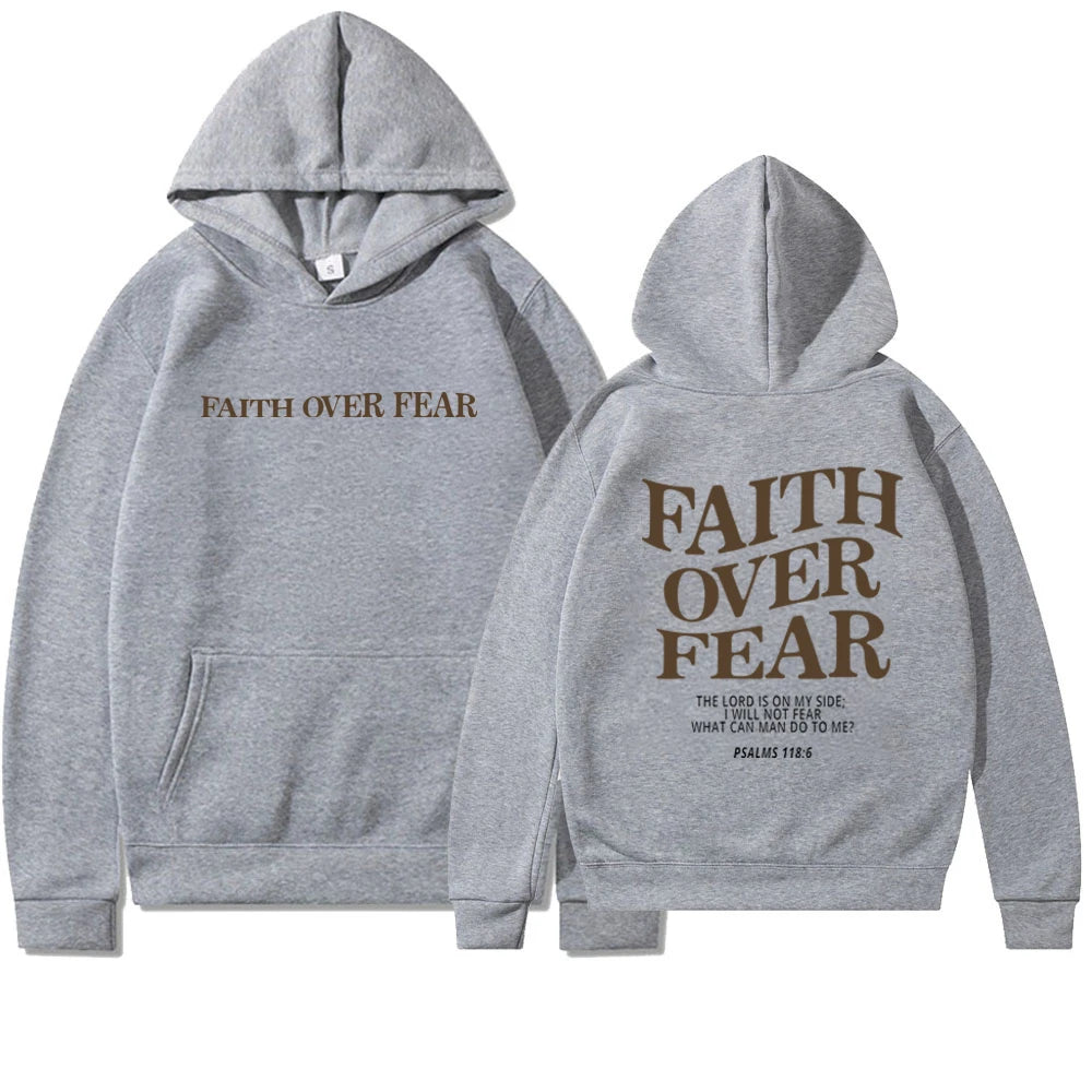 Faith Over Fear Hoodie - Sweatshirt Featuring Inspirational Bible Verse